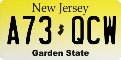 NJ license plate A73QCW
