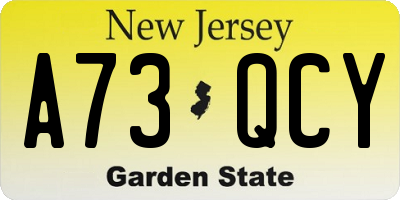 NJ license plate A73QCY