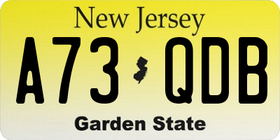 NJ license plate A73QDB