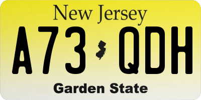 NJ license plate A73QDH