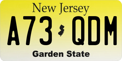 NJ license plate A73QDM