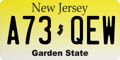 NJ license plate A73QEW