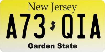 NJ license plate A73QIA