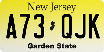 NJ license plate A73QJK