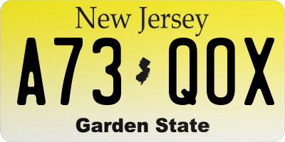 NJ license plate A73QOX