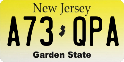 NJ license plate A73QPA