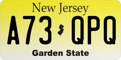 NJ license plate A73QPQ