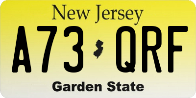 NJ license plate A73QRF