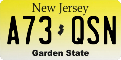 NJ license plate A73QSN
