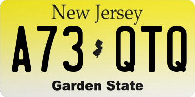 NJ license plate A73QTQ
