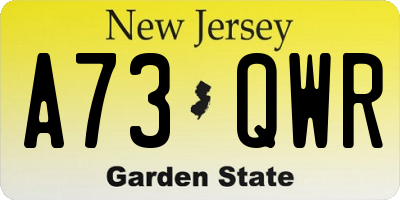 NJ license plate A73QWR