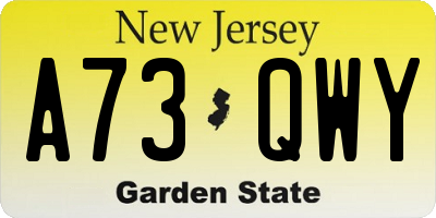 NJ license plate A73QWY