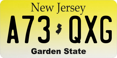 NJ license plate A73QXG