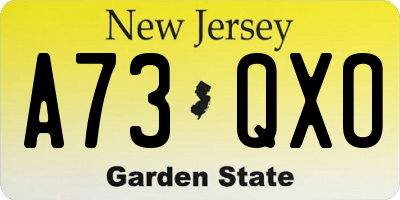 NJ license plate A73QXO