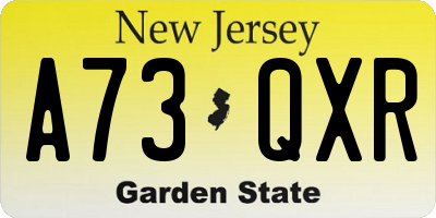 NJ license plate A73QXR