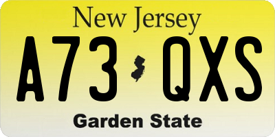 NJ license plate A73QXS