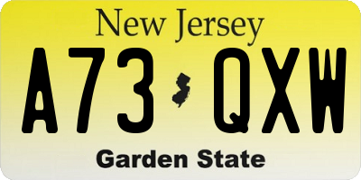 NJ license plate A73QXW