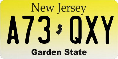 NJ license plate A73QXY