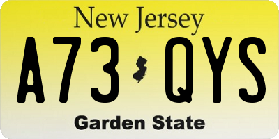 NJ license plate A73QYS