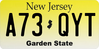 NJ license plate A73QYT