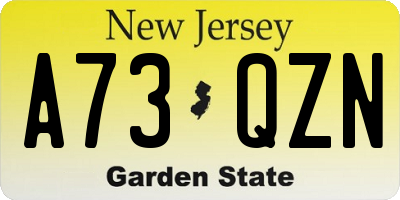NJ license plate A73QZN