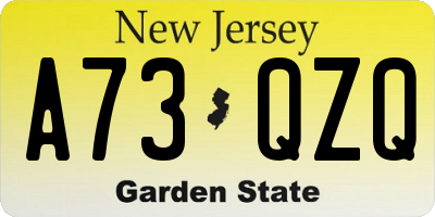 NJ license plate A73QZQ