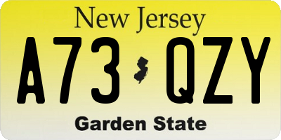 NJ license plate A73QZY