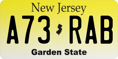 NJ license plate A73RAB