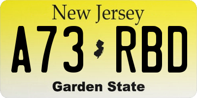 NJ license plate A73RBD