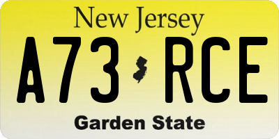 NJ license plate A73RCE