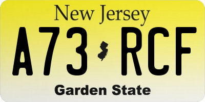 NJ license plate A73RCF