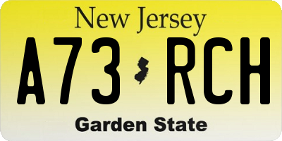 NJ license plate A73RCH