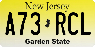 NJ license plate A73RCL
