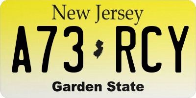 NJ license plate A73RCY