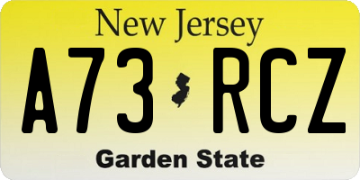 NJ license plate A73RCZ