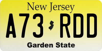 NJ license plate A73RDD