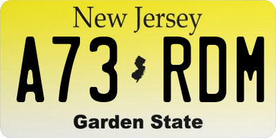 NJ license plate A73RDM