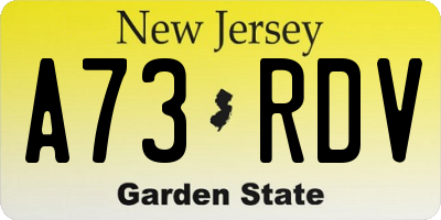 NJ license plate A73RDV