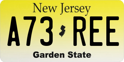NJ license plate A73REE