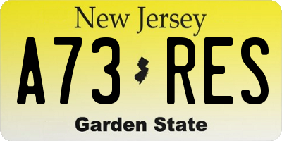 NJ license plate A73RES