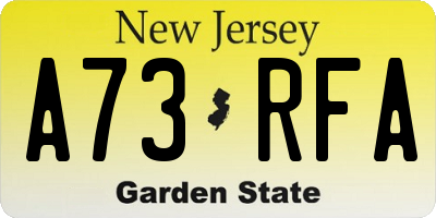 NJ license plate A73RFA