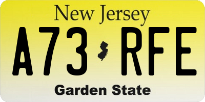 NJ license plate A73RFE