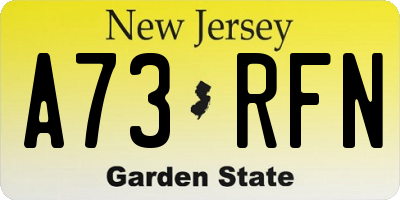 NJ license plate A73RFN