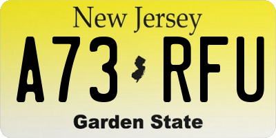 NJ license plate A73RFU