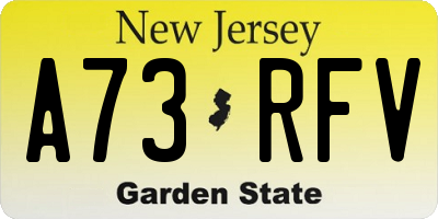 NJ license plate A73RFV