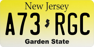 NJ license plate A73RGC