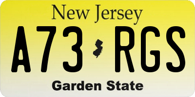 NJ license plate A73RGS