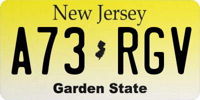 NJ license plate A73RGV