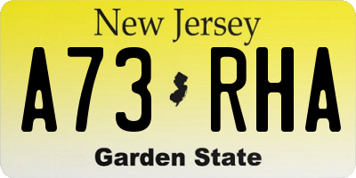 NJ license plate A73RHA