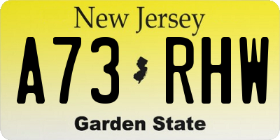 NJ license plate A73RHW
